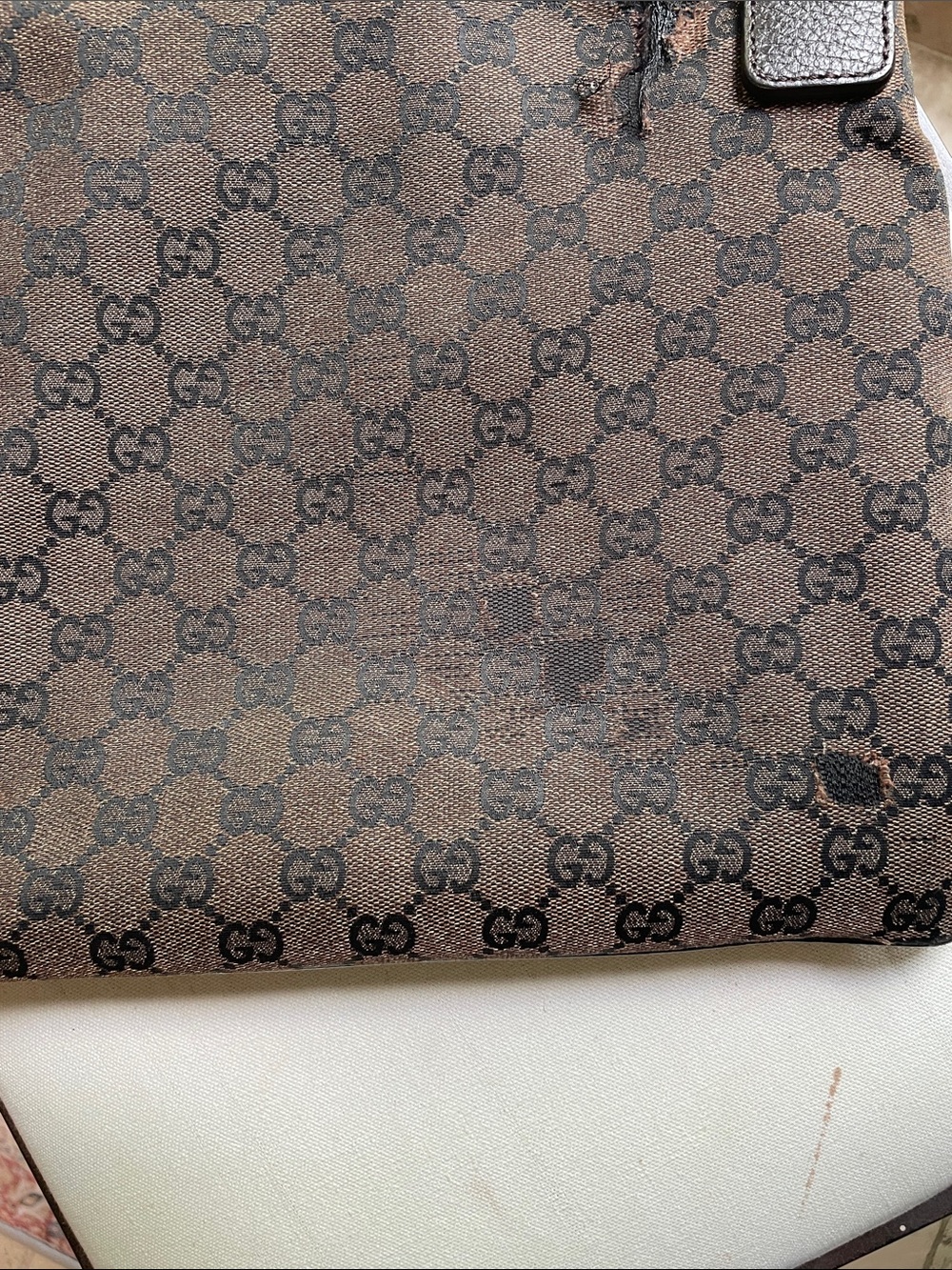 AUTHENTIC Gucci Brown Monogram Crossbody Bag - Brown As Is Project Rehab - Picture 9 of 16